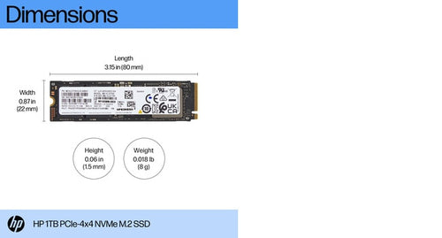 HP 1TB PCIe-4x4 NVMe Solid State Drive M.2 PCI Express 4.0 HP 1TB PCIe-4x4 NVMe Solid State Drive M.2 PCI Express 4.0